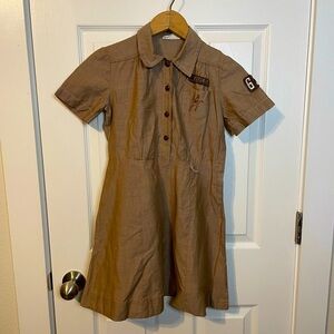 VTG Girl Scouts Brownie light brown 1960s uniform dress sz L (girls)